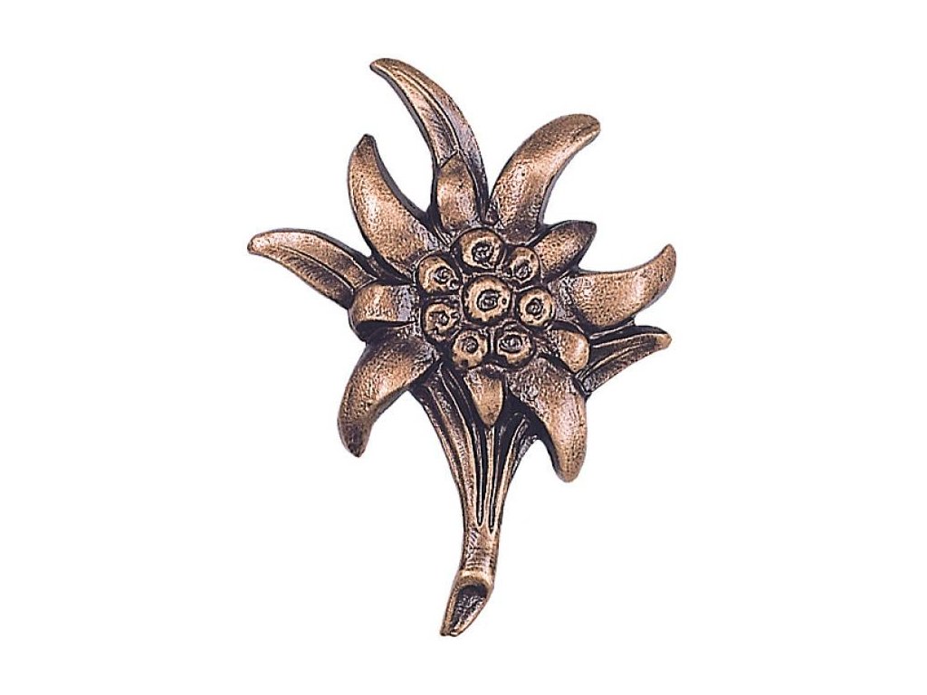 Bronzový Edelweiß na náhrobok, 7×5 cm