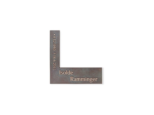[ST-SK-31094] Bronzová rohová doska s reliéfnym písmom, 18×18 cm
