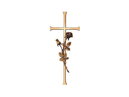[ST-SK-33600] Náhrobný kríž Antikon s ružou, bronz, 40×15 cm alebo 50×20 cm