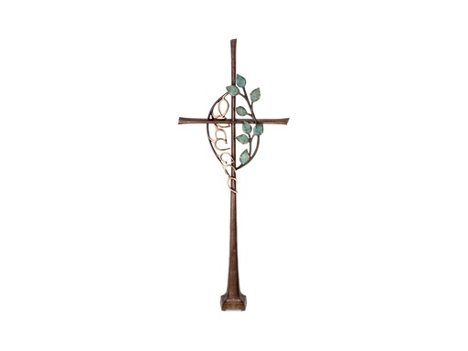 [ST-SK-60247] Bronzový kríž s kryštálom, 102×41 cm