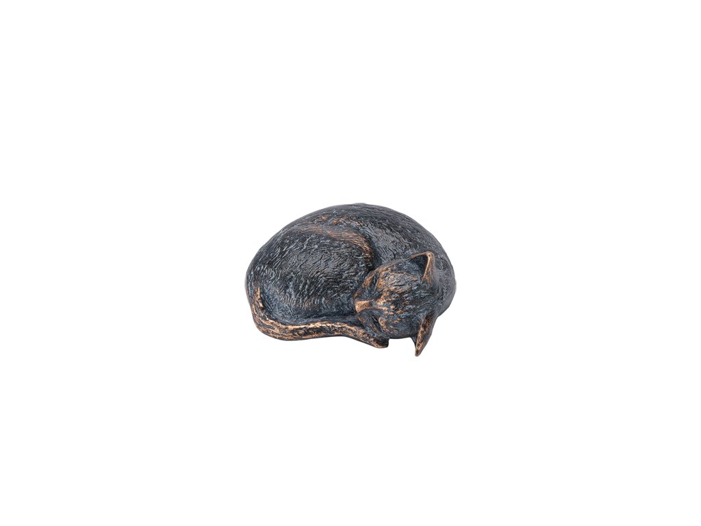 Bronzová spiacá mačka na detský náhrobok, 3×6×5 cm