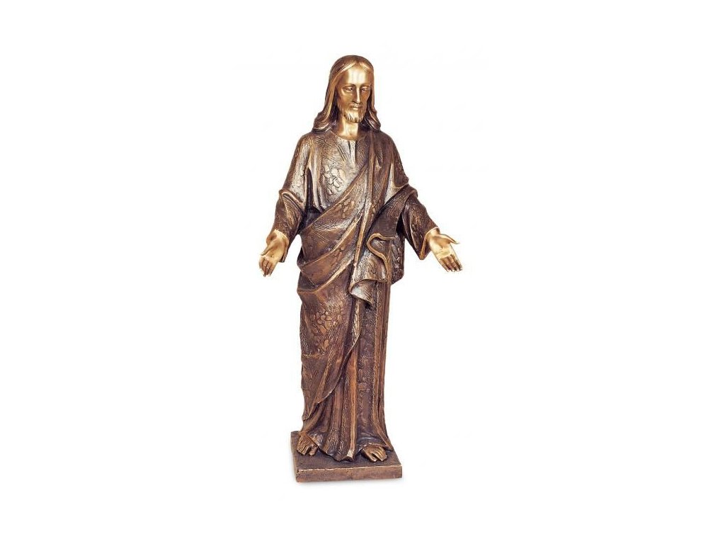 Bronzový Kristus požehnávajúci na náhrobok, 77×36 cm