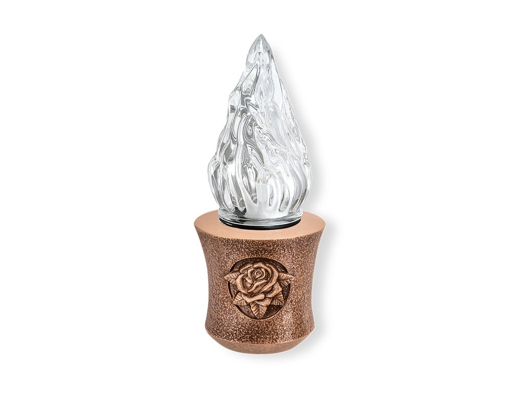 Náhrobný lampáš na batérie, bronz, výška 14–19 cm