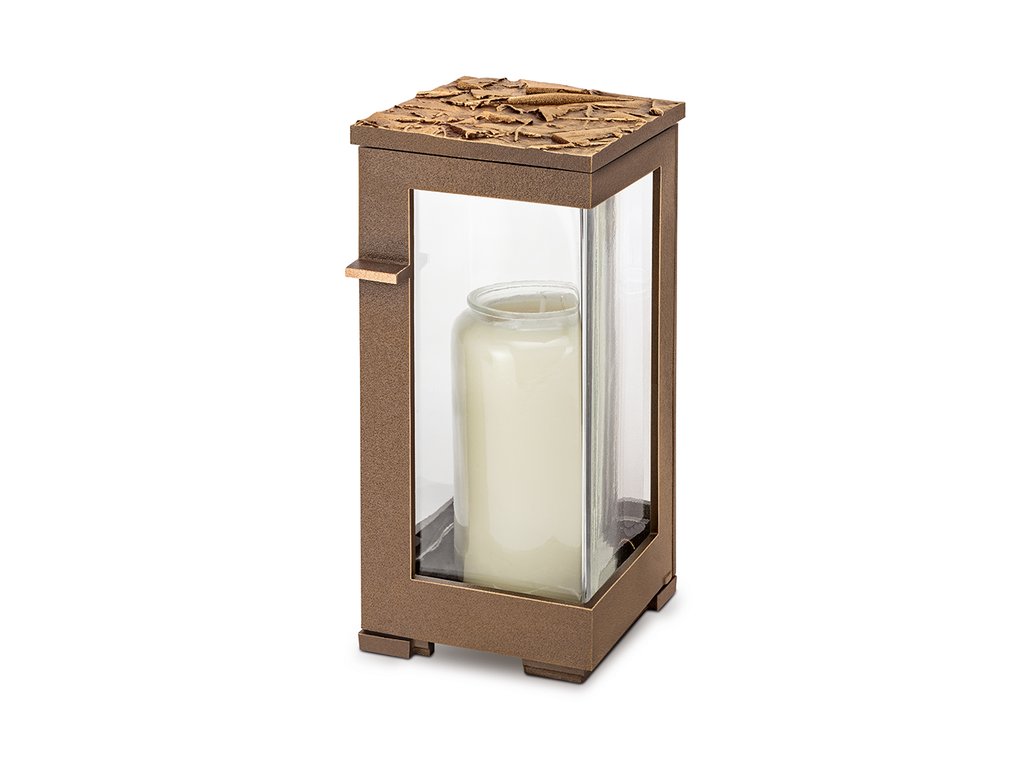 Bronzový lampáš na náhrobok, 19×10×11 cm alebo 23,5×11×12 cm