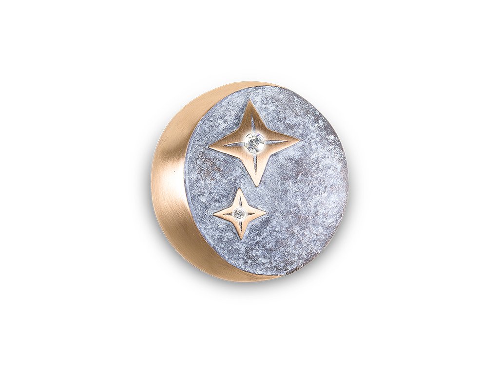 Bronzový symbol Mesiac a hviezdy na náhrobok, Ø 7 cm