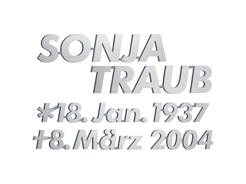 Bronzový nápis Traub na náhrobok