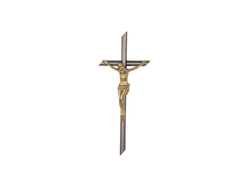 [A3859/LE] Kreuzförmiger Anhänger mit Jesus, 36 mm (Edelstahl poliert)