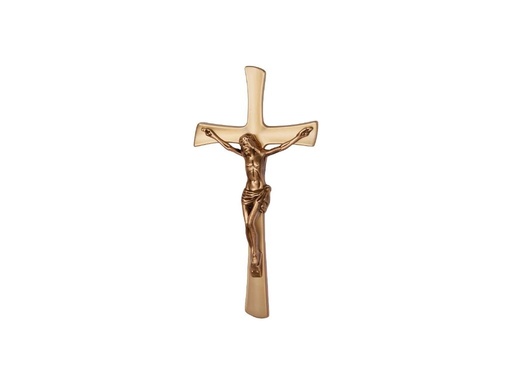 [A3877/BRO] Flaches, geformtes Kreuz mit Jesus, 40 (Bronze)